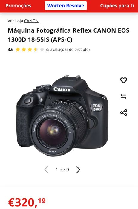 Canon 1300D máquina fotográfica