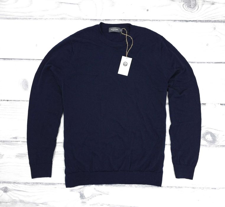DRESSMANN Sweater Navy 100% Merino Wool Męski Sweter XL