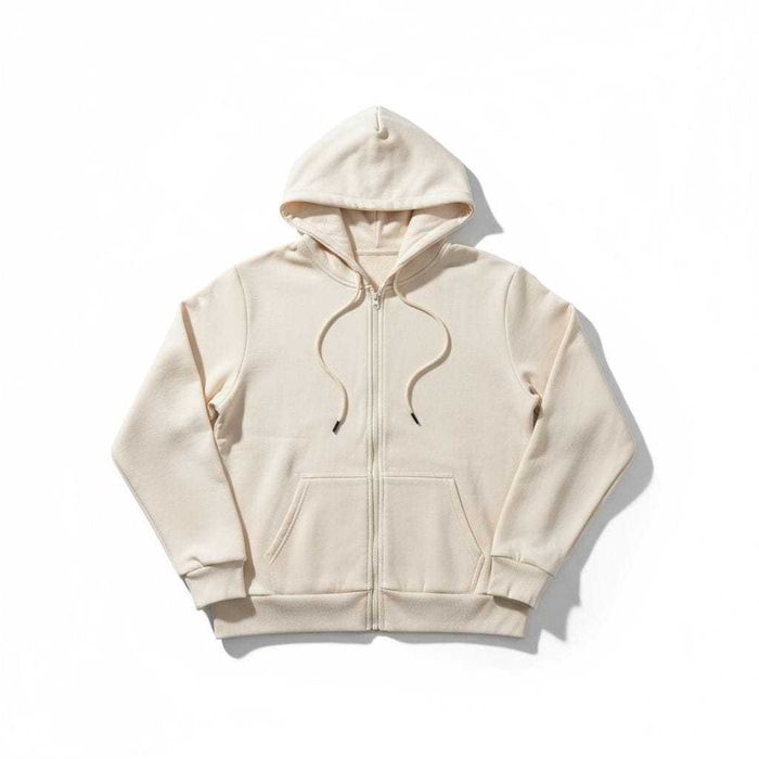 Bluza typu kapturek z suwakiem, bawełna 100% (unisex) ( S ) - Kremowy