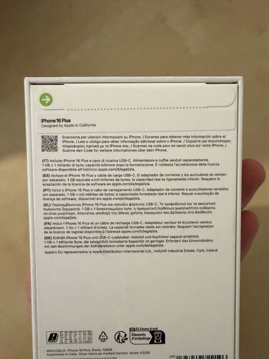 iPhone 16 Plus 128 GB - Preto Novo e Selado