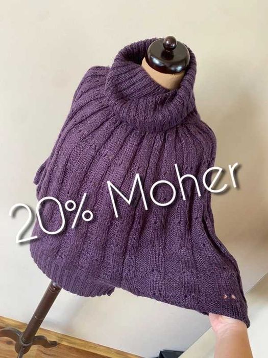 golf sweter fiolet moher 40 42 xl komin nietoperz oversize splot