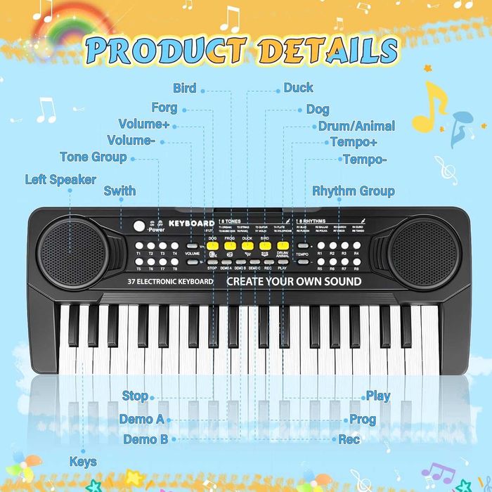 Teclado / Piano Infantil Musical 37 Teclas (Funcional / Ler Descrição)