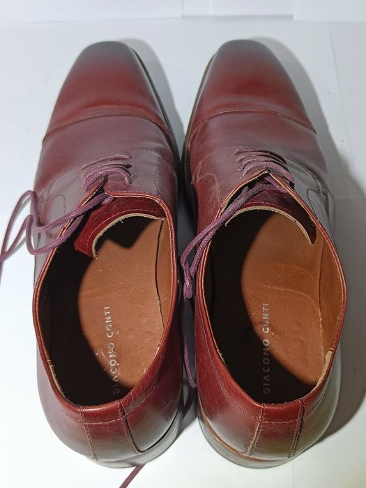 Buty Męskie GIACOMO CONTI  - Skóra Naturalna - Bordowe, rozmiar 43