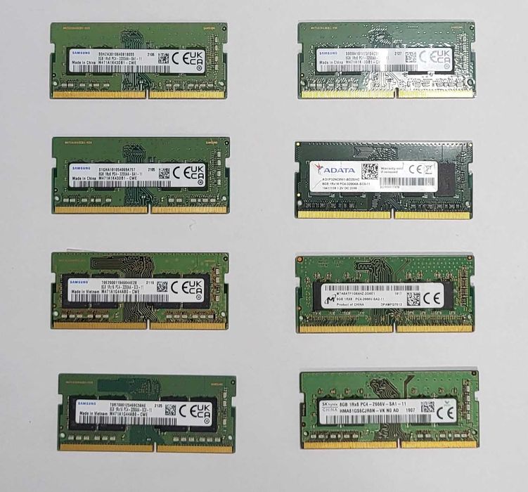 Memórias Sodimm 8GB DDR4 3200Mhz e 2666Mhz – Uni/Lote
