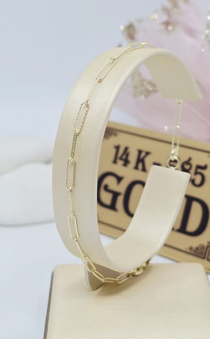 Złota bransoletka splot ankier długie ogniwa próba 585 14k