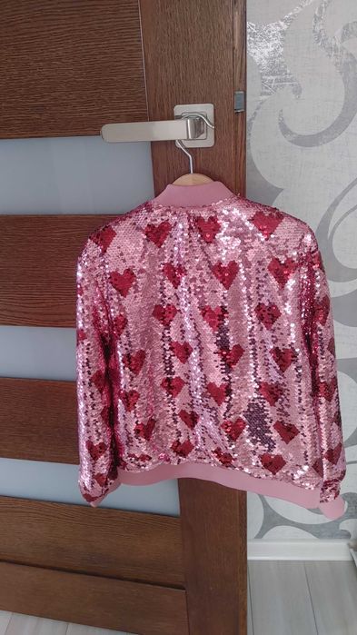 Bluza cekinowa r.128 różowa