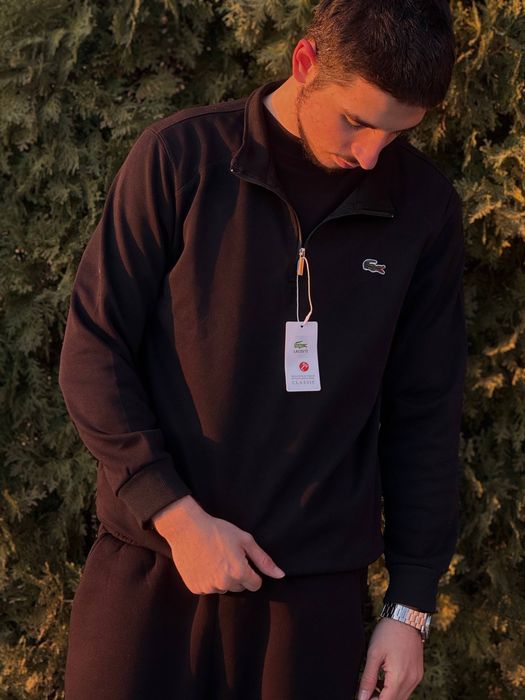 Полузамок Lacoste чорний чоловічий Полузамок Лакост 1/3 зип зіпка