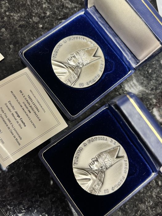 Medalha Prata Fina 999,9 João Paulo II – Fátima 2000 – Limitada