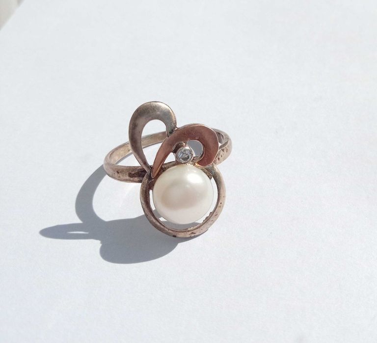 Перстень кольцо з жемчугом Перлина. Срібло 925 проба Розмір 19