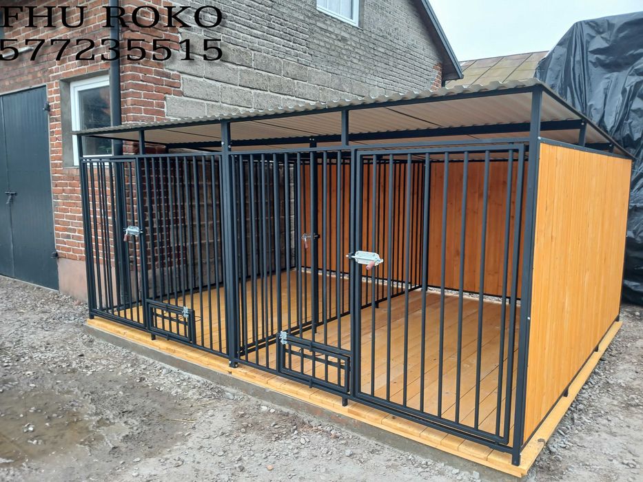 Kojec dla psów/psa podwójny4x3+osłona,kojce2x3klatka z podłogą komplet