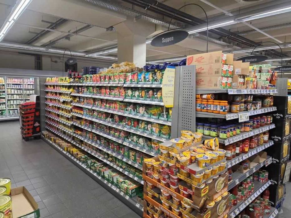 Regały sklepowe garażowe warsztatowe białe gondola linde