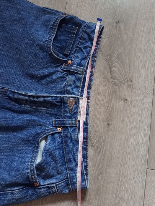 Spodnie jeansowe mom jeans L 40 Terranova granatowe high waist rise