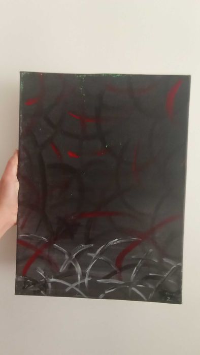 Quadro Abstrato Preto, Vermelho e Verde