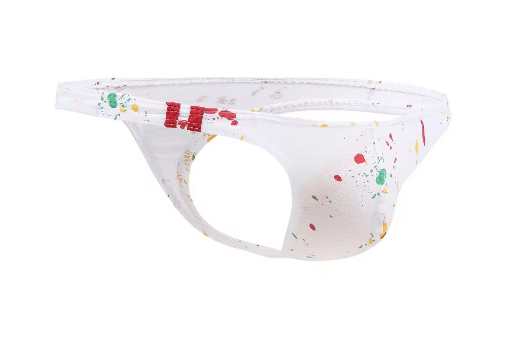 Męskie Bawełniane Stringi z Kolorowym Wzorem Graffiti - XL