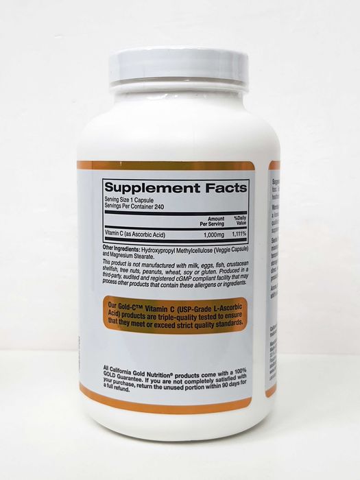 Вітамін С California Gold Nutrition Gold C, 1000 мг, 240 капсул