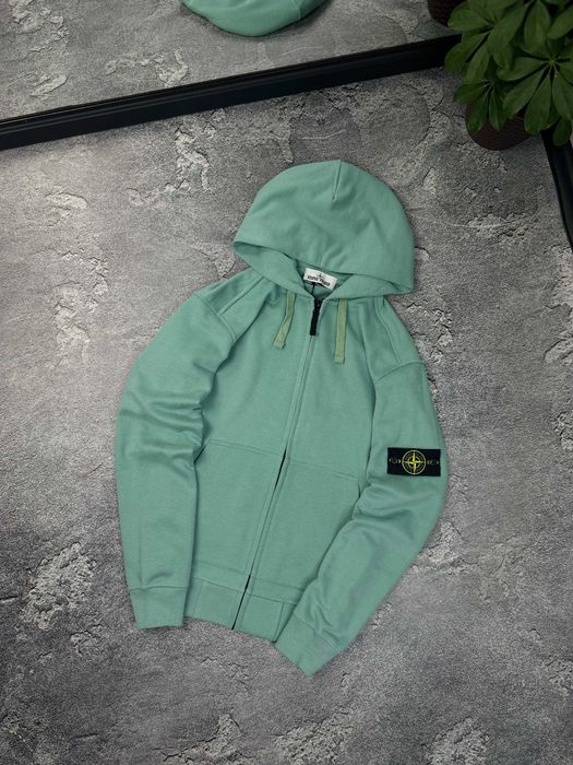 Зип-худи Stone Island МЕНТОЛ зип-худі Стон Айленд унісекс кофта на замку з патчем стоне зипка чоловіча жіноча стоник