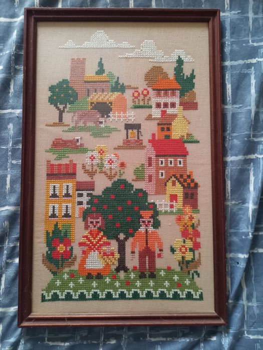 Quadro bordado a ponto cruz