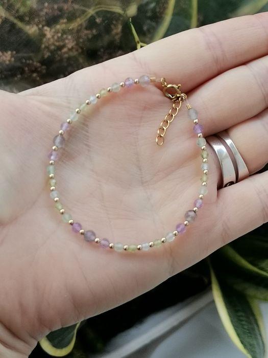 Bransoletka na lince stal szlachetna ametyst fluoryt oliwin topaz prze