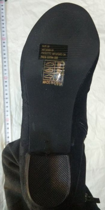 Сапоги-ботфорды демисезонные, Италия, бархатный кожзам. 38р. 25см