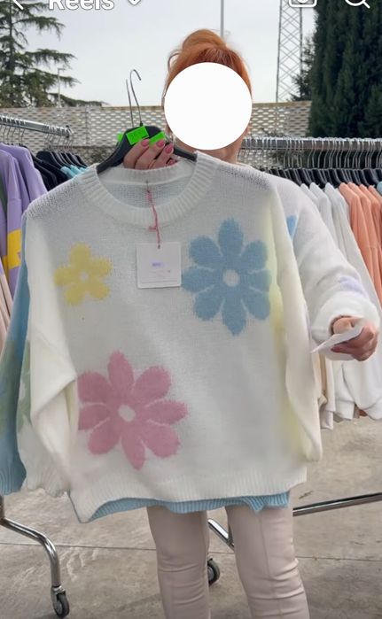 Włoski SWETER w kwiaty Azara Uni. NOWY świetny skład, sweterek