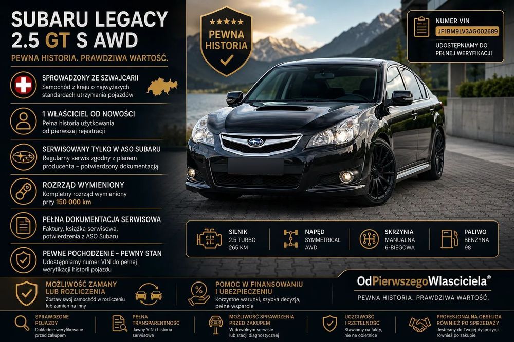 Subaru Legacy 2.5i GT * Pełna dokumentacja* Serwisowany * Możliwa zamiana *
