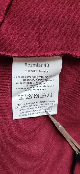 Dżersejowa bordowa sukienka nowa R.48/50