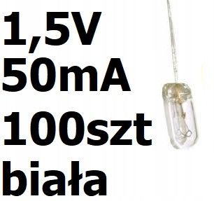Żarówka miniaturowa biała 3x7mm 1,5V 50mA 100szt