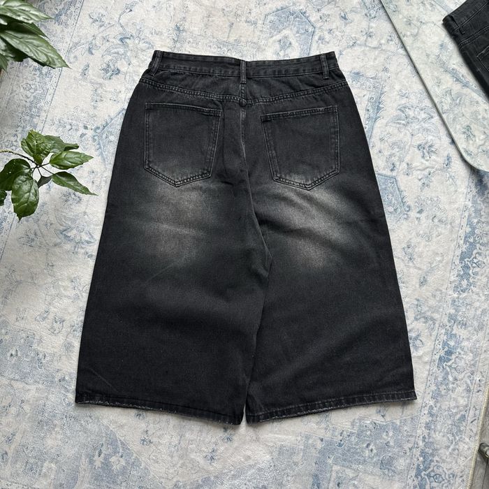 Baggy black jeans jorts shorts y2k sk8 широкі оверсайз racer jaded balenci bootcut washed чорні довгі джинсові шорти реп беггі багги
