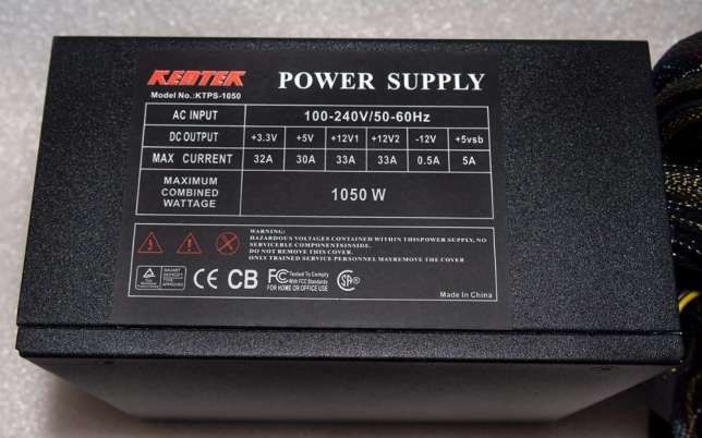 Блок питания KENTEK KTPS-1050W 1000Вт 1кВт ATX 2.3 Quad SLI 140mm Fan