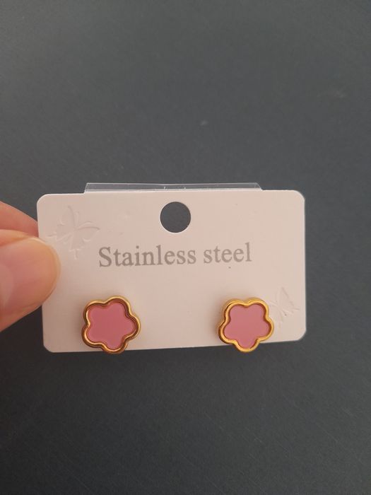 Brincos Flor Rosa Aço Inoxidável (NOVOS)