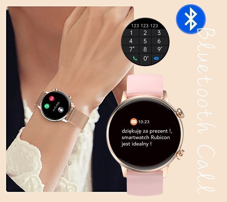 Smartwatch Damski RUBICON RNCF09 Rose Gold/Pink SMARUB234