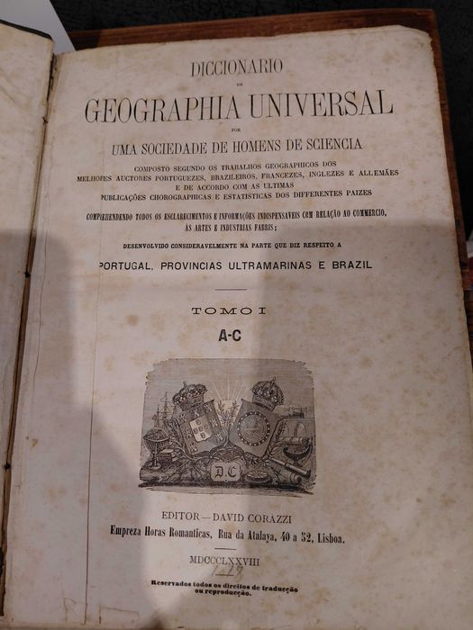 Diccionario de Geographia Universal de David Corazzi - I Volime