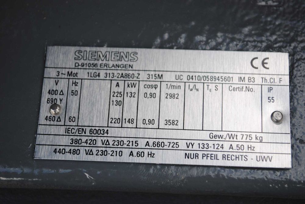 Silnik elektryczny 132kw. 2982obr./min. SIEMENS