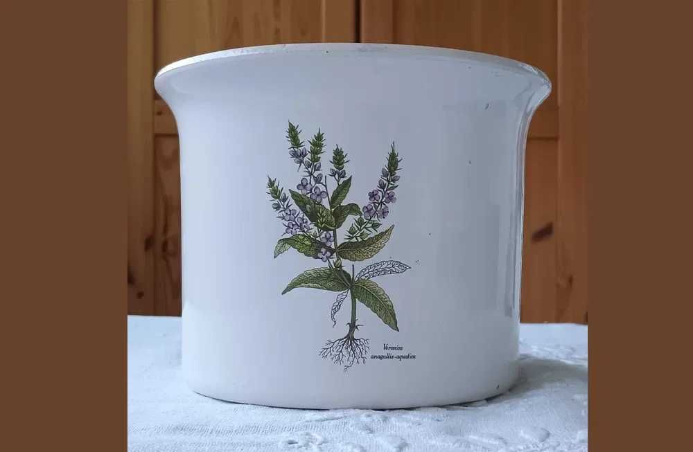 Ceramiczna doniczka 17 cm, temat: botanika, zioła