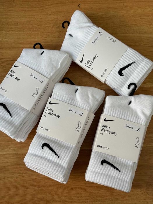 Skarpetki bawełniane Nike White Cotton – 6 sztuk, średnie, uniwersalne