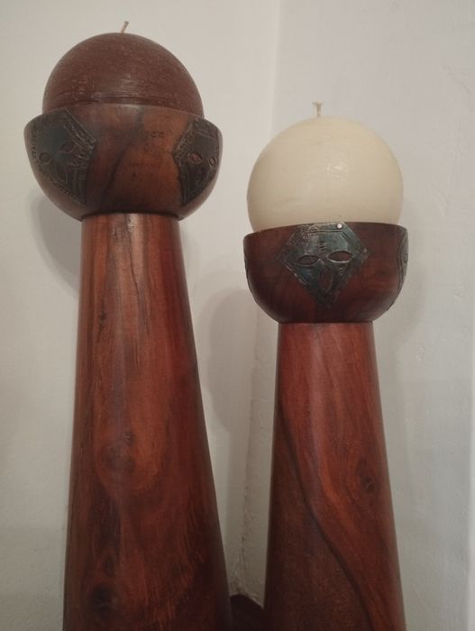 Porta velas em madeira