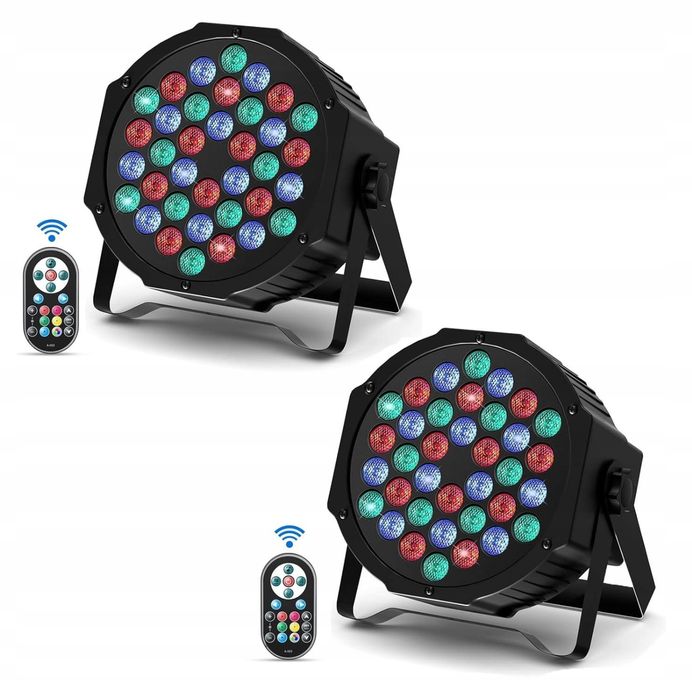 Reflektor LED Par 36 RGB 2 sztuki DMX pilot oświetlenie imprezowe