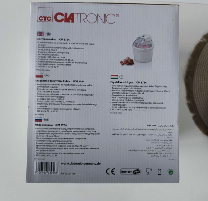 Maszyna do lodów nowa Clatronic ICM 3764