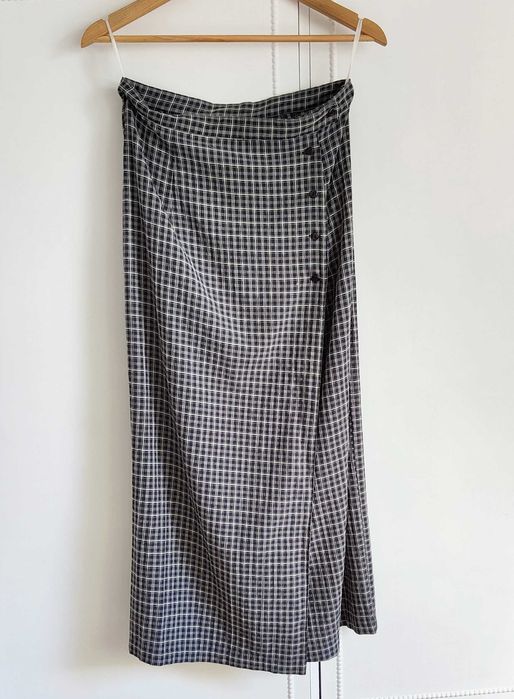 Retro spódnica B-Young L 40 ołówkowa długa w kratę kratka krata