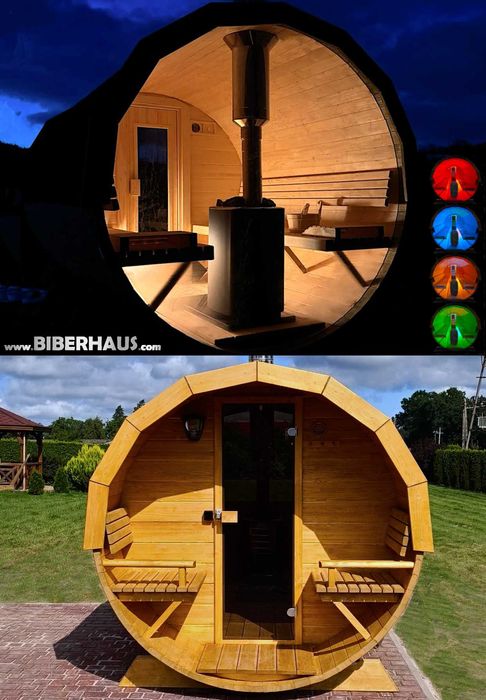 SAUNA Ogrodowa 300 cm + OKNO 100% + PRZEDSIONEK + GRATIS Beczka +Akces