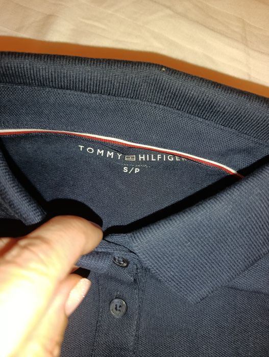 Damska koszulka polo Tommy Hilfiger granatowa | Rozmiar S / Petite | Logo