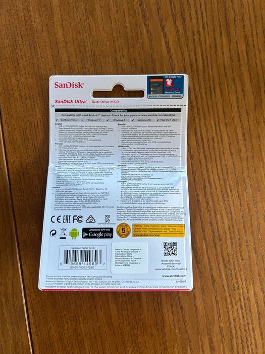 Pen SanDisk Ultra Dual Drive m3.0 (Nova, selada)