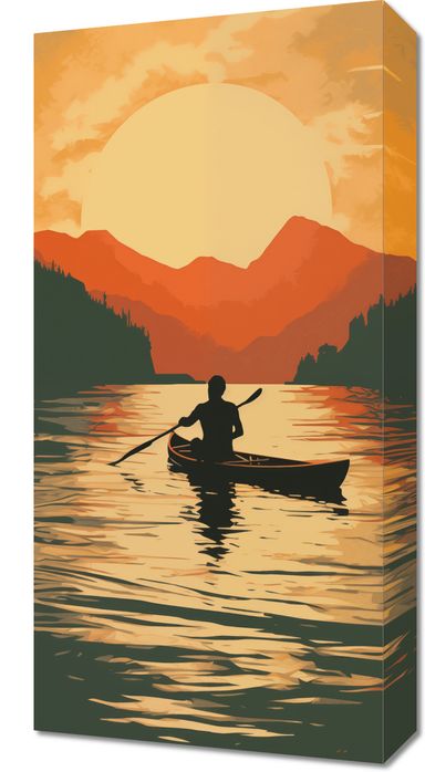Obraz 30x60cm Wiosłowanie przy Zmierzchu
