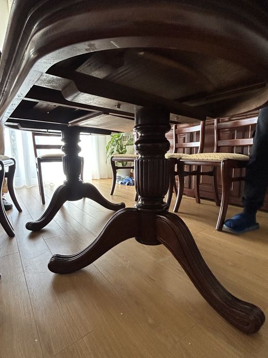 Mesa Jantar Oval Extensível Madeira Maciça + Cadeiras (Peniche)
