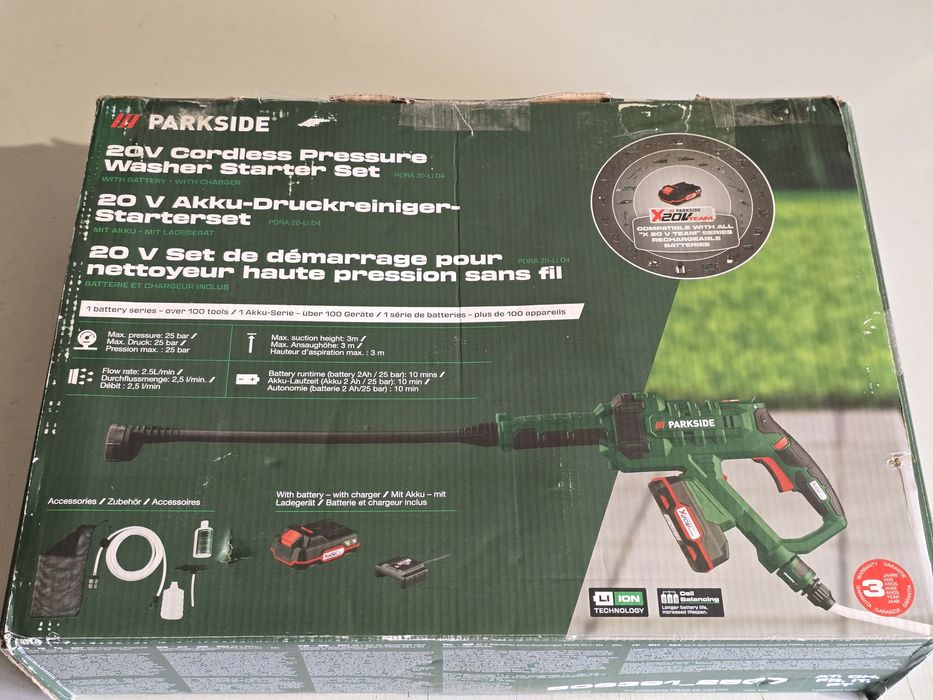 PARKSIDE 20V Lavadora a Pressão Sem Fio