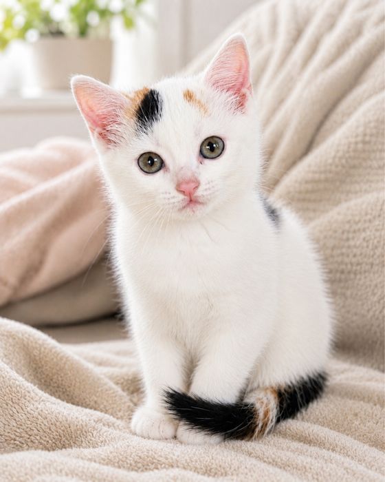 Сибірські кошенята ,пухнасті, білий окрас, 1,5 місяці