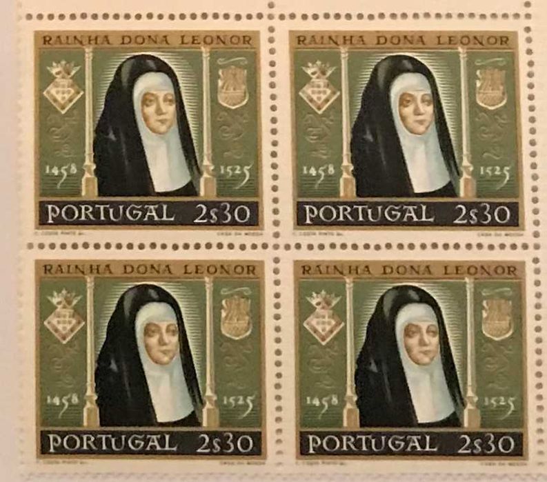 Quadra de selos novos de 2$30 - Rainha D. Leonor - 1958