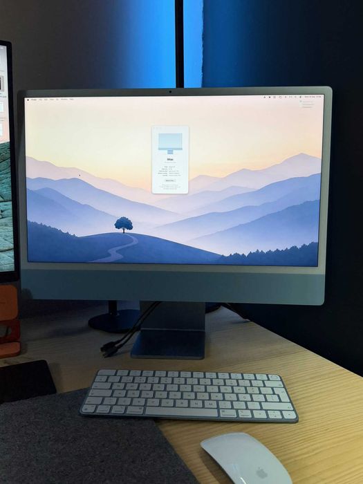 iMac 24" M1 2021 Azul 8GB/256GB 4 portas + Magic Keyboard Touch ID