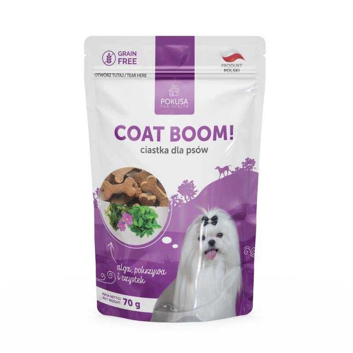 Ciastka dla psów - Pokusa Coat boom - piękna sierść i skóra 70 g
