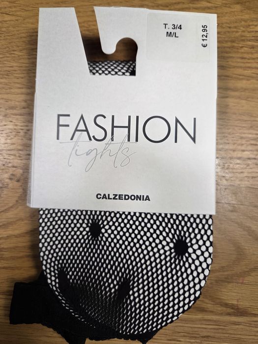 Czarne rajstopy calzedonia m/l kabaretki kropeczki groszki